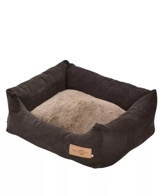 Cuccia rettangolare marrone con cuscino in pelliccia bicolore Daryl per cani e g