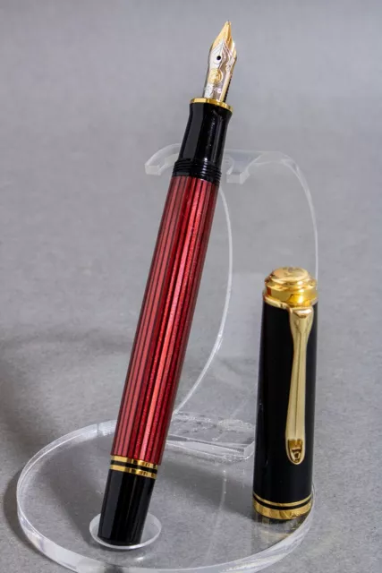 PELIKAN Fountain Pen SOUVERAN M400 Red Stripe Nib 14C M GERMANY "Exc5+" From JPN