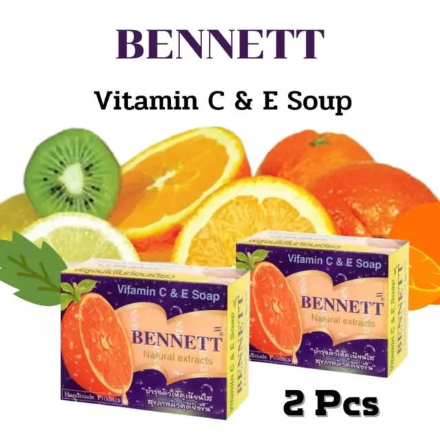 (2-Pack)Bennett Vitamin C&E Soap Thai Handmade Natural extracts Herbal Oil 130g