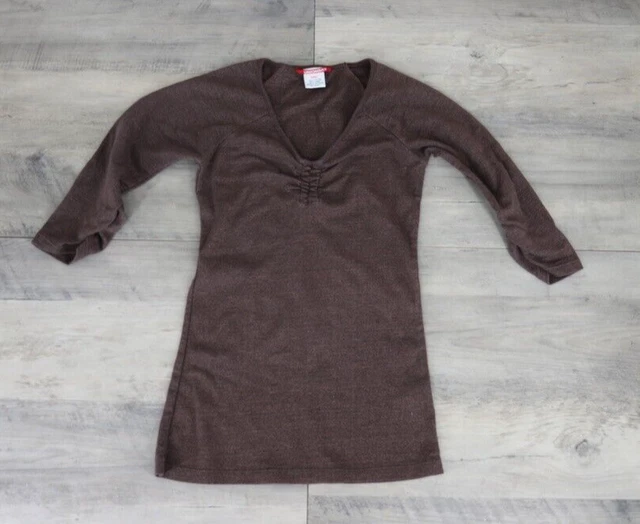 Union Bay Grande Ragazze Increspato Metallico 3/4 Maniche Maglia S Marrone