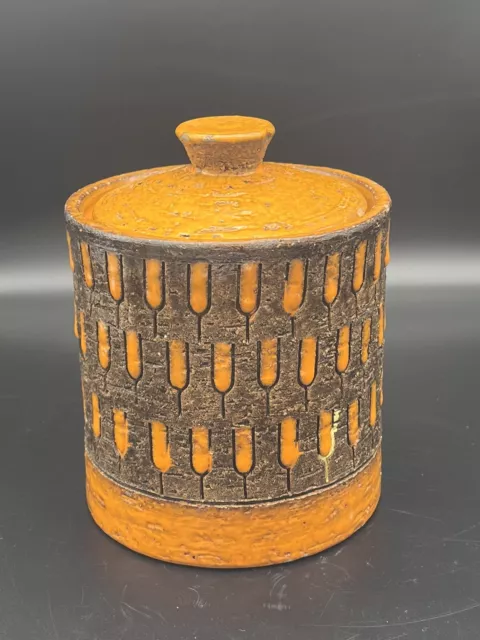 Vintage Italian Bitossi Aldo Londi (?) Pottery Tobacco Jar Orange 5.75"