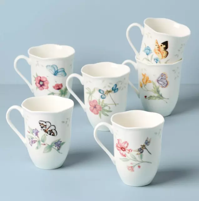 Lenox Butterfly Meadow Porcelain Scalloped Mug Coffee Cup Floral 12 Oz Brand New 2