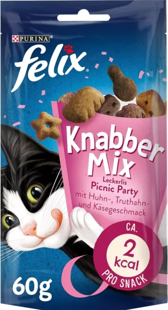 FELIX KnabberMix Picnic Party Katzensnack  mit 3 Geschmacksrichtng 8er Pack