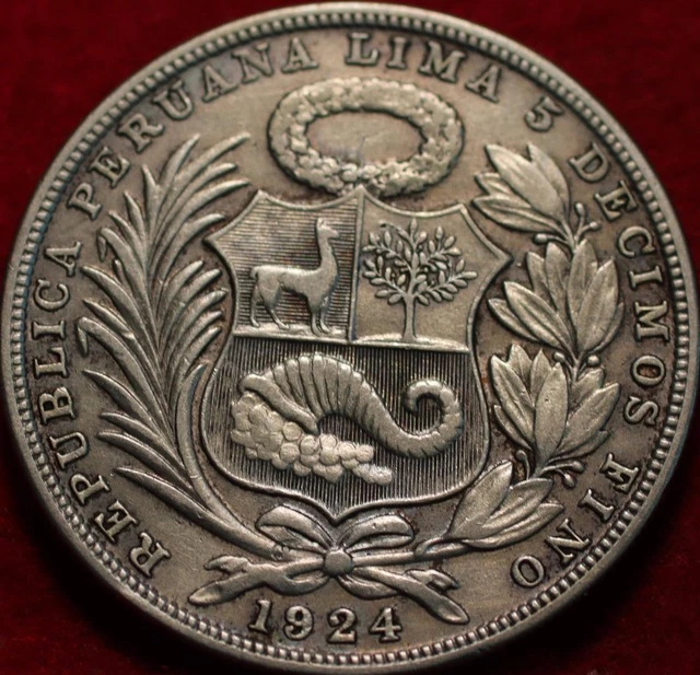 1924 Peru 1 Sol Silver Foreign Coin