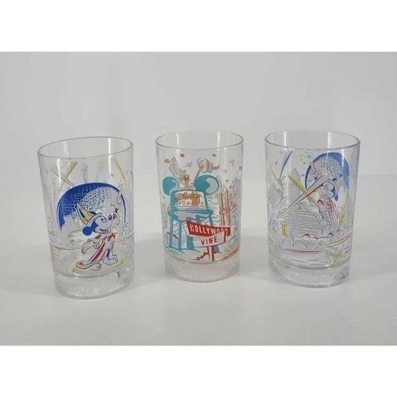 Walt Disney World 25th Anniversary Remember The Magic Set of 3 Glasses 5" Tall