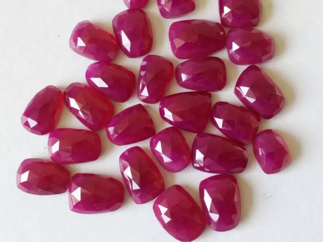 12-17mm Rubin Pink Chalzedon Rose Schnitt Flache Rückseite Cabochons, Facettiert