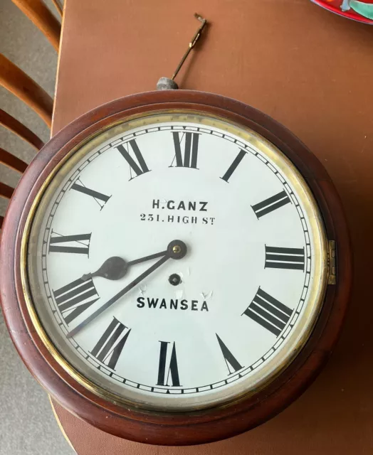 Antique Fusee Dial Clock, H Ganz, 231 High Street, Swansea c.1800’s