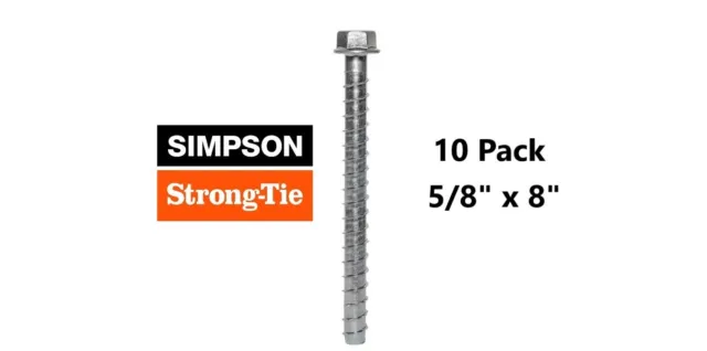 (10 pk) Simpson Strong-Tie THD62800H 5/8" x 8" Titen HD Heavy Duty Screw Anchors
