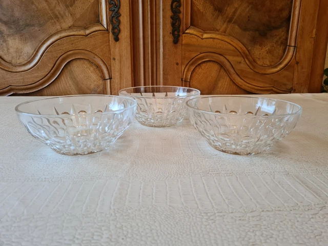 Saladier Ancien En Verre Irisé Abricot Huilor La Croix Verte - 23cm De Diamètre, Style Art Déco, Occasion