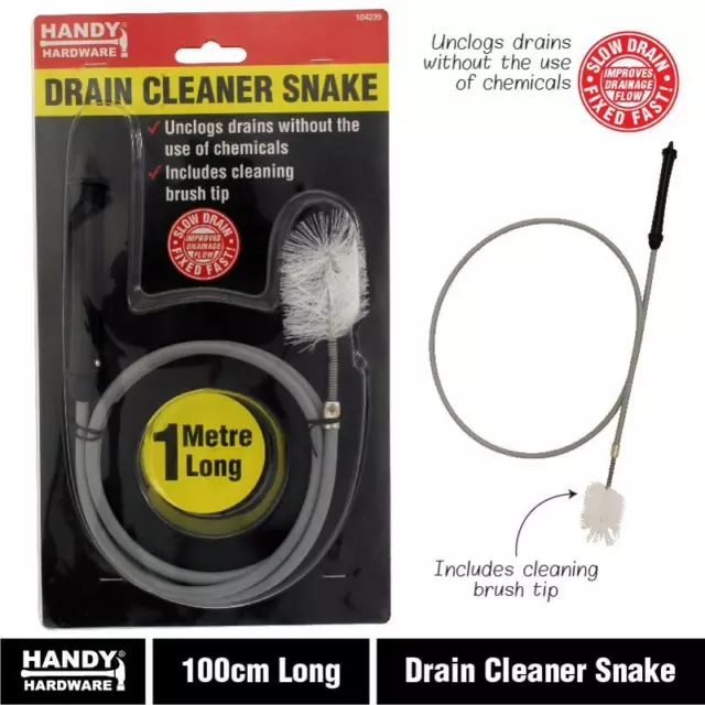 Plumber Drain Snake Pipe Pipeline Sewer Kitchen Shower Toilet Drain Cleaner 1M