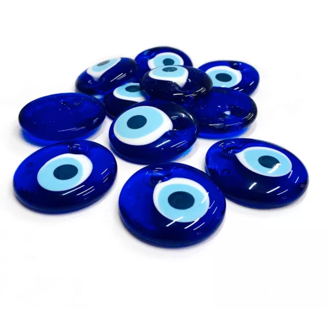10 Nazar Boncuk 4cm Glas Anhänger Türkei Perlen Deko Evil Eye Blau Augen NZ37#10