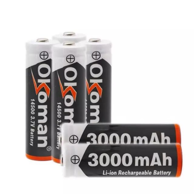 2pcs Okoman 14500 battery 3.7V 3000mAh 14500 Rechargeable Li-ion Battery (L70)