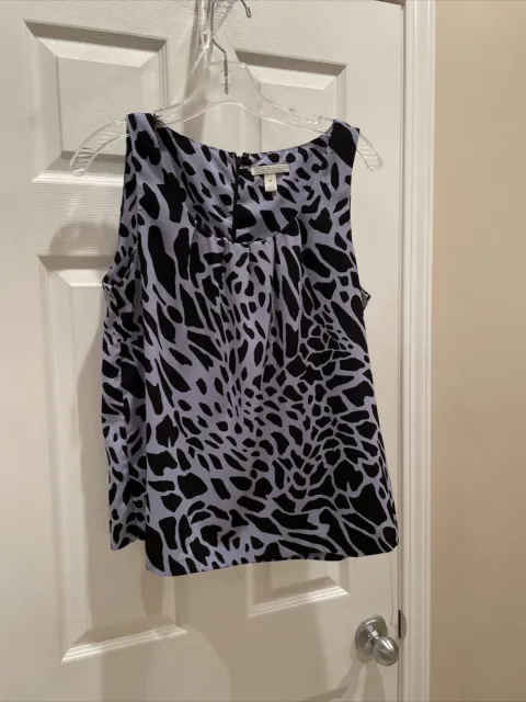 DANA BUCHMAN womens M sleeveless Pretty Black purple animal print ￼blouse ￼ Top