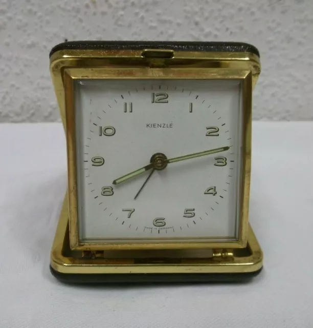 50er 60er Reisewecker Kienzle mechanisch Messing  braun Uhr 50s 60s clock