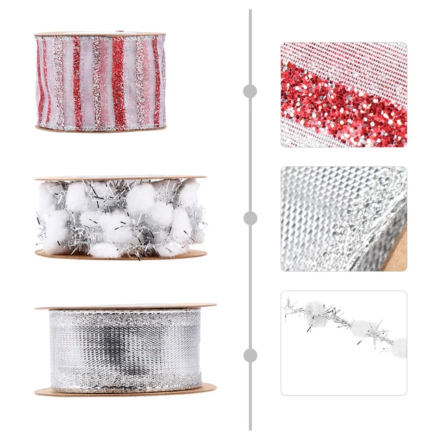 3 Pcs Bow Making Ribbon Christmas Flower Ribbons Christmas Ribbon Decorations