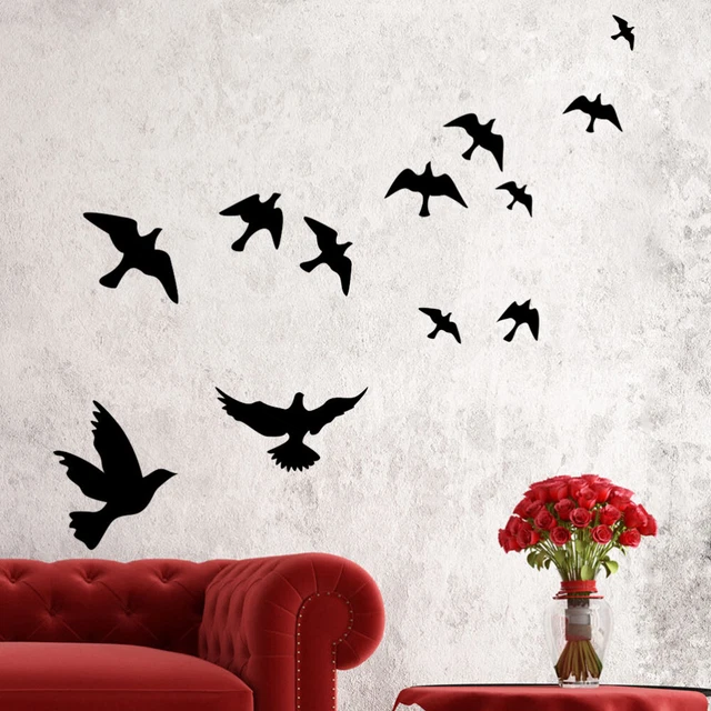 Black Vögel Wandtattoo fliegen hoch in den himmel 3d kreative abnehmbare diy