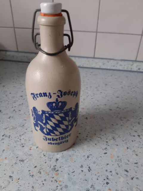 "Franz-Joseph Jubelbier obergärig" Tonflasche/Steingutflasche 0,5L leer