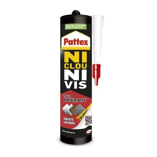 Pattex Ni Clou Ni Vis Tous Matériaux Objets Lourds, Colle de fixation forte tous