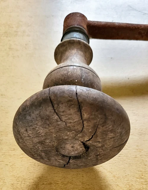 Ancienne Chignole / Perceuse à Main En Bois - Vilebrequin Vintage Pour Menuiserie