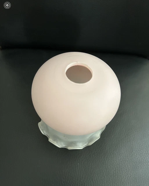 Abat-jour En Verre Opaline Blanc – Vintage, Diamètre 32 Cm, Art Déco