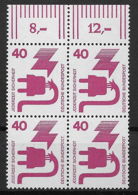 Bund 1972 ** Mi 699 Unfallverhütung 40Pf Viererblock VB 4er Oberrand OR 03746C