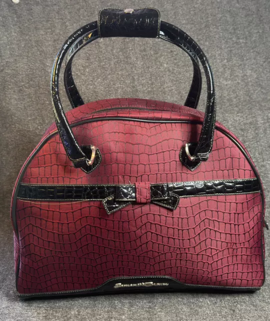 Samantha Brown Luggage Croc embossed 13 1/2” Tall Patent Bow Gorgeous