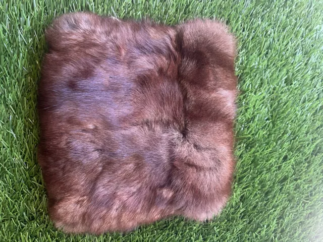 Vintage Muff Brown Real Fur Designer Lined Coney Rabbit? Hand Warmer