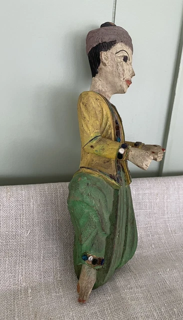 Vtg. Hand Carved Hand Painted Burmese Musician Figure Wall Hangings 7