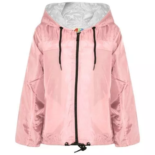 Bambini Rosa con Cappuccio Impermeabili Cagoule Leggero Giacche Pioggia Mac