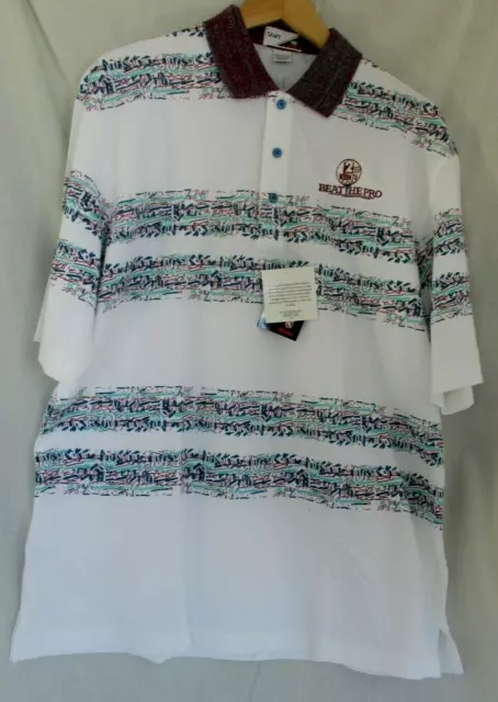 VTG Staff by Wilson Mens Short Sleeve Golf Polo Shirt L White W/Blue Red NWT