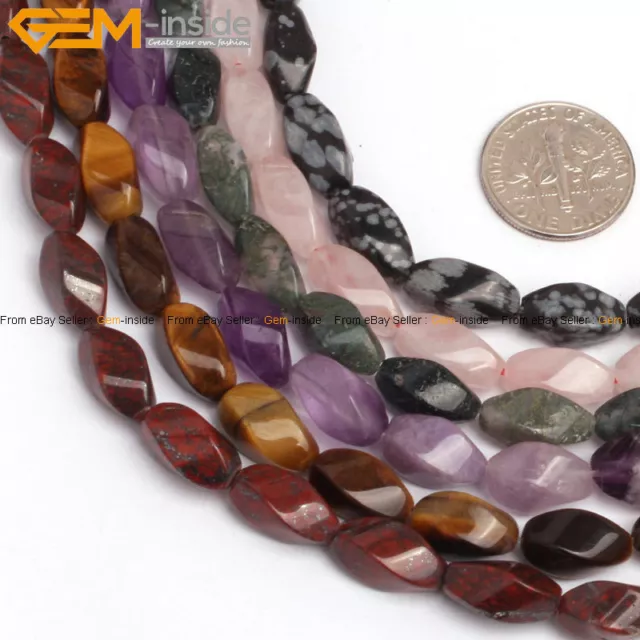 Natural Stone Beads For Jewelry Making 15" 6x12mm Twist Gemstone Loose Beads