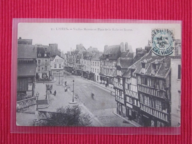 Cpa Written Stamp Place De La Hall Au Butter Calvados 14