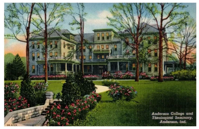 VTG Linen Postcard Anderson College and Theological Seminary Anderson IN