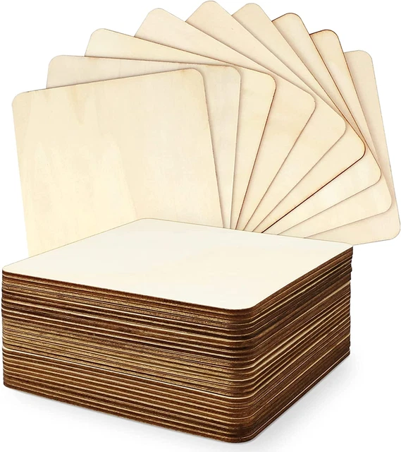 Tkonline 25Pcs 6 X 6 Inches Unfinished Basswood Sheets for Crafts, Wood Squares