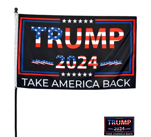 Double-Sided Trump 2024 Flag - Take America Back - 3x5 Foot Indoor Outdoor De...