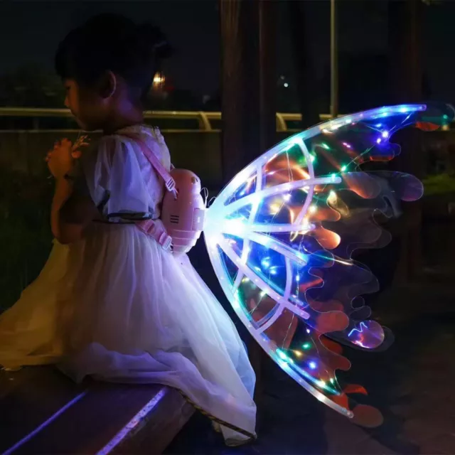 Girls Electrical Butterfly Wings With Lights Glowing Shiny Dress Up Moving Fairy