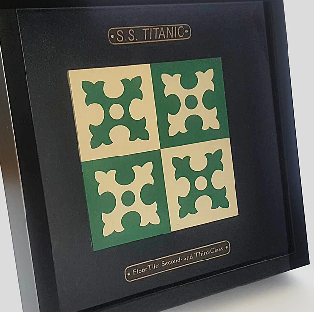 WHITE STAR LINE Titanic Reproduction Floor Tile FleurdeLys Pattern £