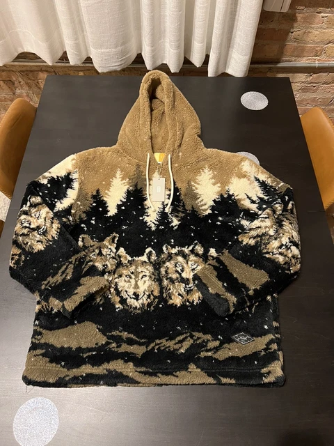 Kith Merrick Wolves Heavyweight Sherpa Jacquard Hoodie In Black Men’s Size M