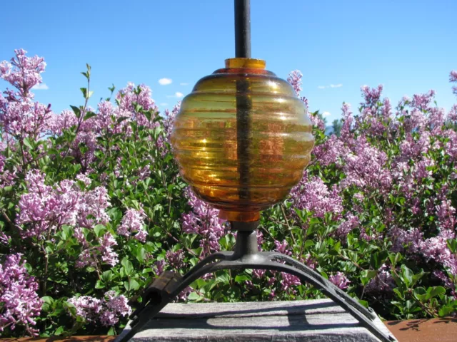 Golden Amber Squash or Beehive Glass Lightning Rod Ball