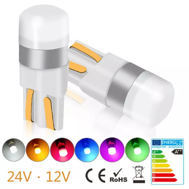 2pcs Car T10 Led Side Light Bulbs Smd Error Free Canbus Xenon White Bulb 12V-24V