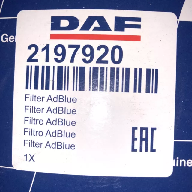 GENUINE DAF ADBLUE UREA FILTER Part No 2197920