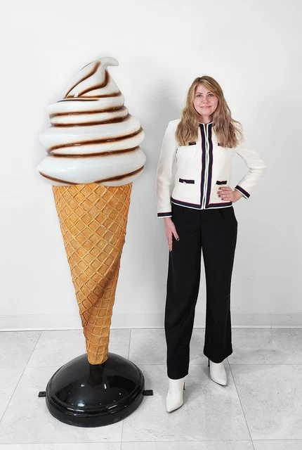 Large Vanilla Chocolate Ice cream Soft Serve Statue on Stand 6FT Indoor Outdoor