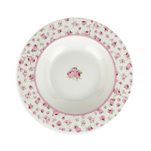 Antico piatto W Austria da 6 pollici in porcellana con rose rosa fascia