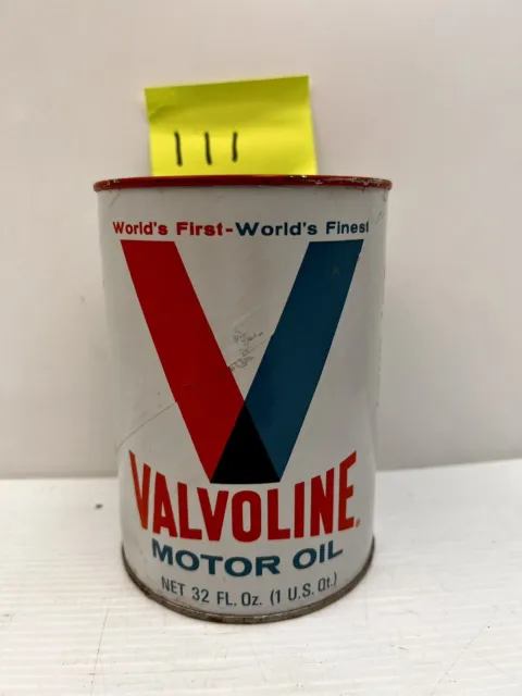 FULL Vintage Valvoline Motor Oil SAE 20W  32 FL. Oz. 1 U.S. Quart Oil Can - 111