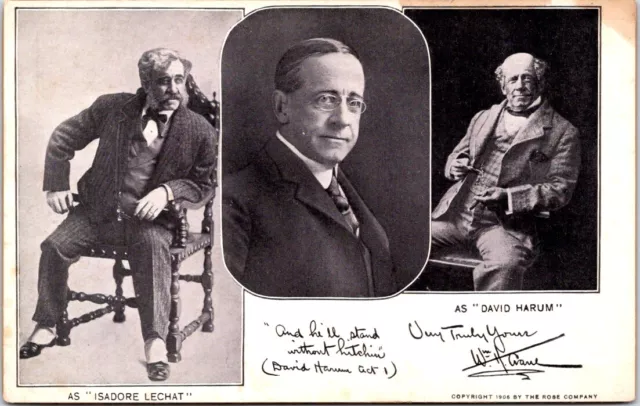 1906, Actor WILLIAM CRANE as "Isadore Lechat" and "David Harum" Postcard