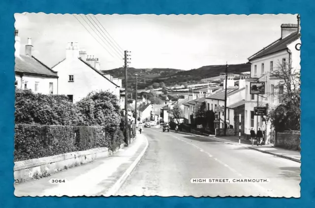 1950s RP PC HIGH STREET, CHARMOUTH, DORSET - MAIN STREET, HOTEL ETC