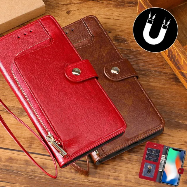 For LG K22 K42 K52 Genuine Leather Case Wallet Card Holder Magnetic Flip Cover