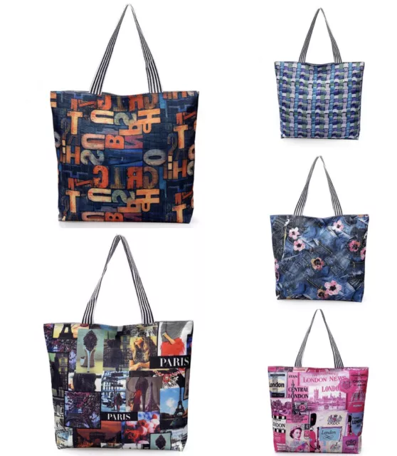 US Women Extra Large Canvas Casual Daily Shoulder Tote Bag Creativity Handbag