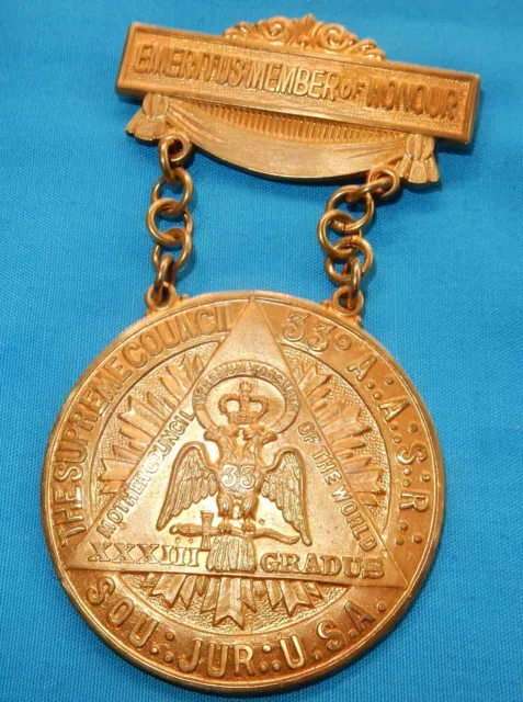 SUPERB USA MASONIC JEWEL 33rd DEGREE SUPREME COUNCIL AASR 10K GOLD FILLED