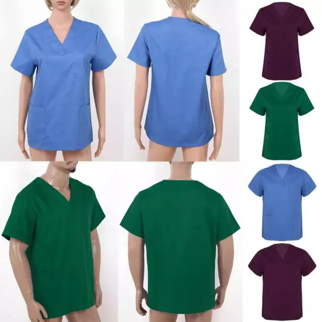 T-shirt Medical Scrubs Top Donna Uomo Medico Infermieristico Ospedale Uniforme Da Lavoro